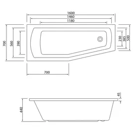 Mauersberger Globosa Raumsparbadewanne 70 x 160 cm links (1416000302)