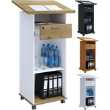 VCM Holz mobiles Rednerpult Maße ca. H. 108 bis 120 cm x B. 60 cm x T. 50 cm Stehpult mit Rollen rollbar mit Schublade Stehtisch | Melta
