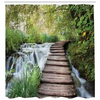 ABAKUHAUS Duschvorhang 175 x 180 cm braun/grün