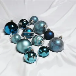 Christbaumkugel Weihnachtskugel Glas 3 Größen glänzend matt glitzernd blau 12St.
