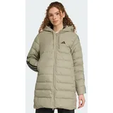 adidas Essentials CLIMAWARM 3-Streifen Light Daunenparka mit Kapuze grau S