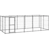 vidaXL Outdoor-Hundezwinger mit Überdachung 12,1 m2 Stahl Grau