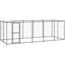vidaXL Outdoor-Hundezwinger mit Überdachung 12,1 m2 Stahl Grau