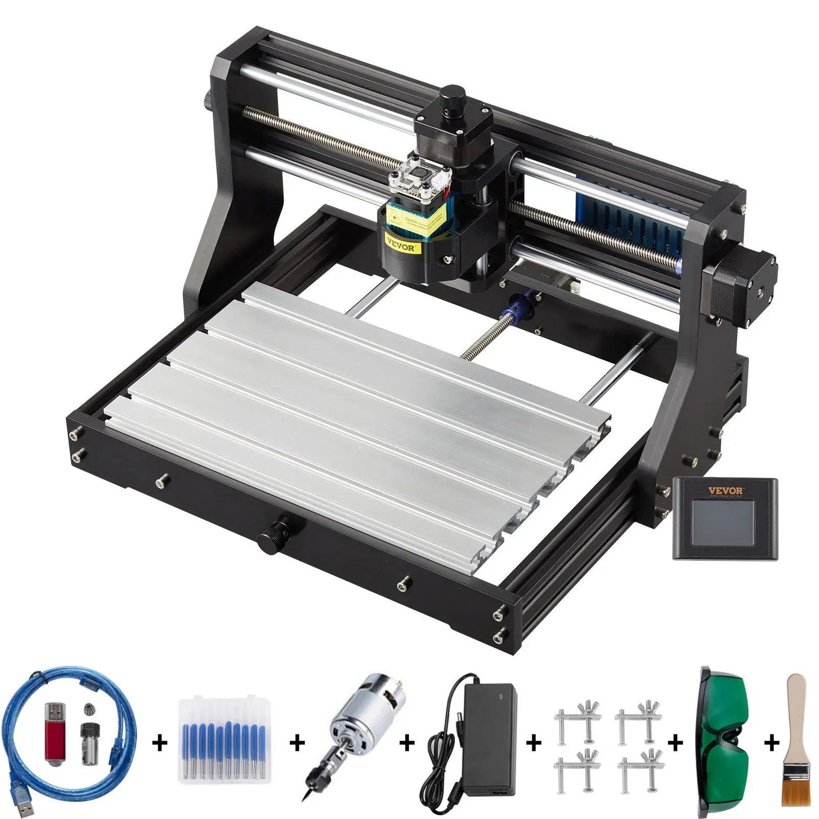 VEVOR 2500 mW CNC 3018 DIY Graviermaschine Pro 300x180x45mm Engraving Machine 3 Achse Mini Gravierer mit GRBL Steuerkarte und Offline Controller