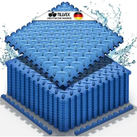 tillvex tillvex® Pool Bodenschutzmatte Blau - 48 Stück Unterlegmatte für Pool & Planschbecken Poolmatte Bodenmatte Outdoor Poolunterlage Bodenschutz Matten