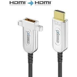FIBERX HDMI-Kabel 4K Glasfaser Verlängerung 12,5 m Schwarz/Silber