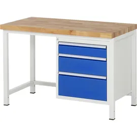 Rau Werkbank höhenverstellbar 8159A1, B1250xT700xH840-1040mm, 3x Schublade-TA