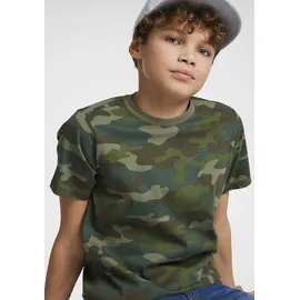 Kidsworld T-Shirt "in cooler Tarnoptik", Jungen, Gr. 140/146, grün (tarnfarben, grün), Jersey, Obermaterial: 100% Baumwolle, bedruckt, Basic, Rundhals, Shirts T-Shirt, Kurzarm, stylischer Allover-Druck