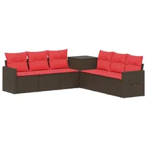 vidaXL Sofa Set 7-tlg. Braun/Rot Loungesofa