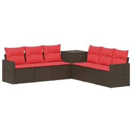 vidaXL Sofa Set 7-tlg. Braun/Rot Loungesofa