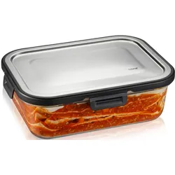GEFU Lunchbox »MILO«, (1 tlg.), gelaserter QR Code zur Vorratskontrolle per App (nur für Android) GEFU transparent/silberfarben/schwarz