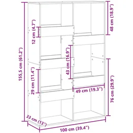 vidaXL Raumteiler Weiß 100x33x155,5 cm Holzwerkstoff