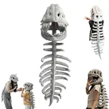 Dujuanus Spinosaurus Plüsch Dino Outfit, Dinosaurier Kostüm, 3D-Skelett-Design, Halloween Kostümset mit Realistischem Dinosaurier-Skelett, Schnellwechsel, Maschinenwaschbar (75cm)