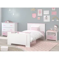 Parisot Kinderzimmer-Set 3-tlg. "Biotiful 3" Rosa-Weiß