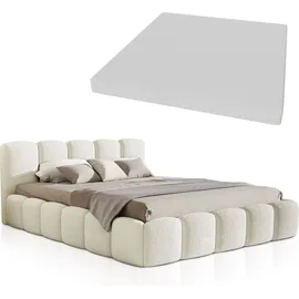 Juskys Polsterbett Catania 180 x 200 cm Creme inkl. Matratze