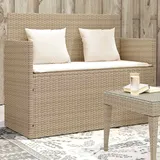 Teenpull – Gartenbank Mit Kissen Beige Poly Rattan