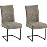 byLIVING Esszimmerstuhl MARIA-XXL, 2-er Set, Bezug taupe, Gestell Metall schwarz