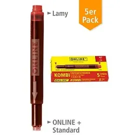 Online Schreibgeräte Tintenpatronen 17307/12 rot 5 Stück