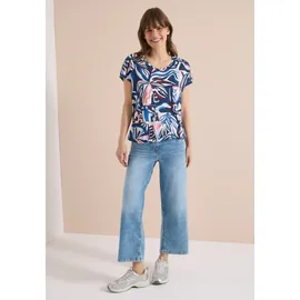 Cecil V-Shirt CECIL, Damen, Gr. M (40), universal blau, Stoff, 50% Modal, 50% Baumwolle, gemustert, comfort fit normal, V-Ausschnitt, normaler Saum, Shirts, mit abgerundetem V-Ausschnitt, Topseller