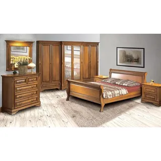 Xlmoebel Schlafzimmer-Set Elegantes Schlafzimmermöbel-Set mit hochwertigem Kopfteil und Kommode, (6-tlg., Schlafzimmer-Set), Hergestellt in Europa braun