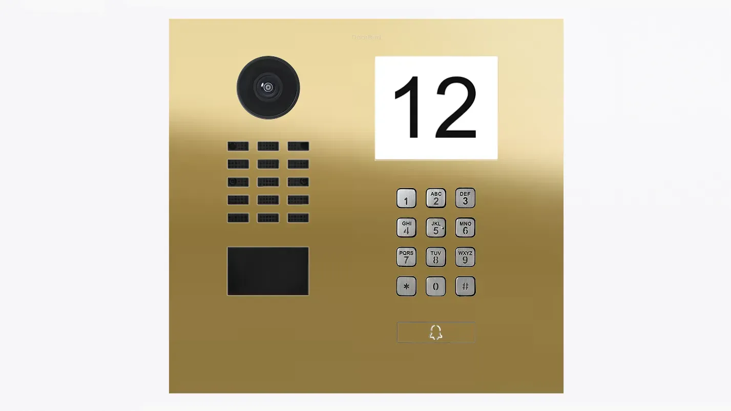 DoorBird D2101IKH IP Video Türsprechanlage Messing-Optik als PVD Beschichtung, Edelstahl V4A, hochglanzpoliert