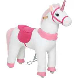 aiyaplay Reitpferd auf Rollen Spielpferd zum Reiten mit Einhorn-Design Weiß