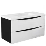 duschspa Waschtisch Waschbecken mit Unterschrank Waschtischunterschrank Smiley, Badmöbel in Breite 50/60/80/90/100 cm schwarz 101 cm x 56 cm x 47 cm