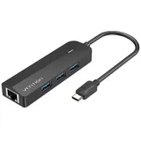 Vention TGPBB, USB-C Hub 3xUSB 3.0 RJ45 Gigabit PD schwarz ABS