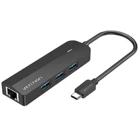 Vention TGPBB, USB-C Hub 3xUSB 3.0 RJ45 Gigabit PD schwarz ABS