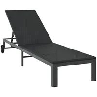 VidaXL Sonnenliege mit Rädern Schwarz Poly Rattan