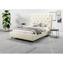 LEONIQUE »Maxime, in 4 Breiten bis 200cm, auch in Leder« Kopfteilhöhe 143 cm, belastbar bis 280 kg, auch in Überlänge 220cm beige