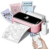 Phomemo M03 Thermodrucker, Mini Drucker Tragbarer Aufkleberdrucker, 53 und 80mm Sofortdruck, Kompatibel mit Handys und Tablet, für Studium, Fotos, Scrapbooking, Aufkleber, Geschenke - Rosa