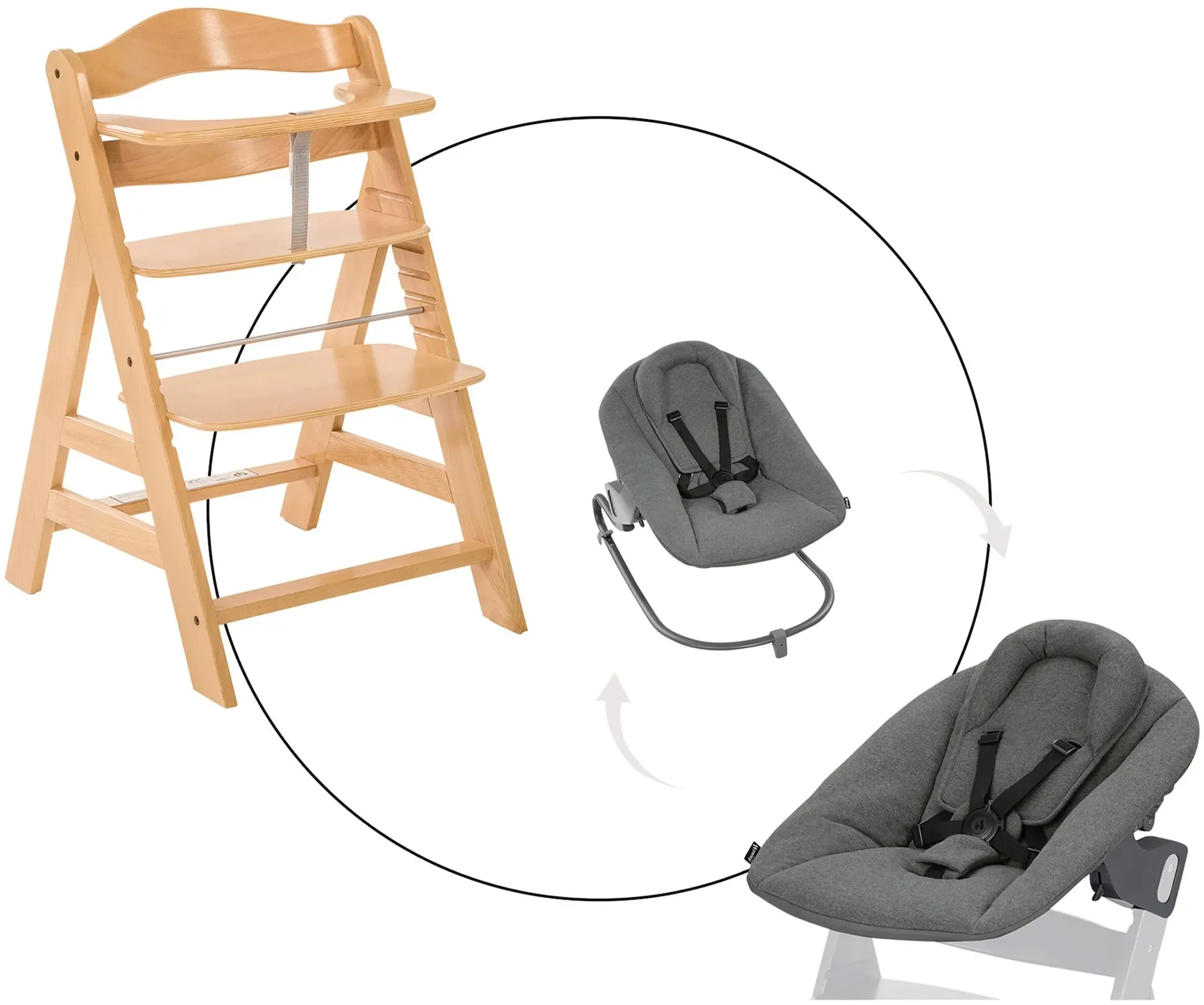 Hauck Bundle Hochstuhl Alpha+ inkl. Alpha Bouncer Premium, natur