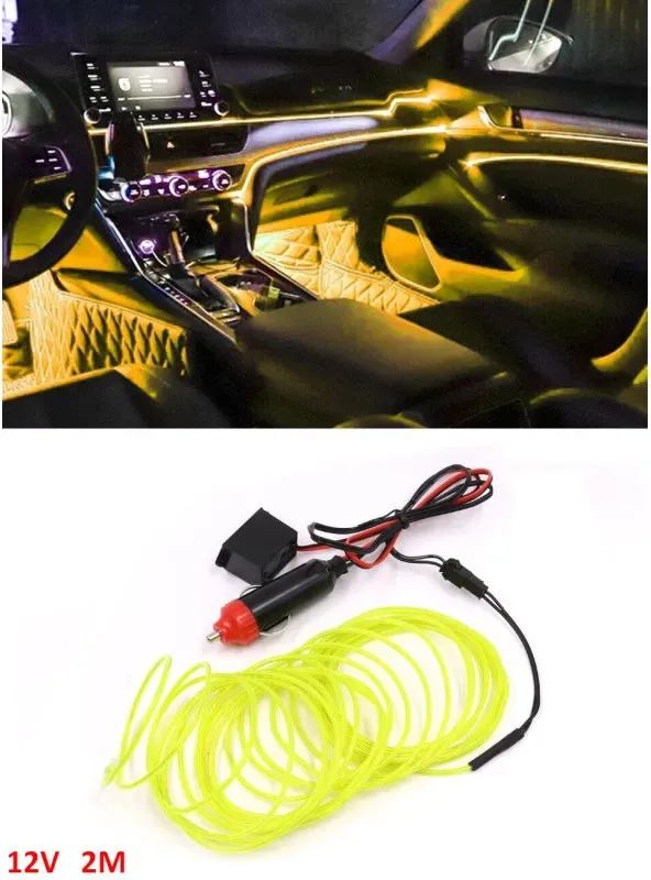 LED-Dioden-Innenlichtleiste für das Armaturenbrett, gelb-oranges Licht, 12 V, 2 m, Ambientebeleuchtung