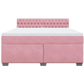 vidaXL Boxspringbett mit Matratze Rosa 180x200 cm Samt - Rosa