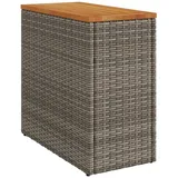 vidaXL Garten-Beistelltisch mit Holzplatte Grau 58x27,5x55 cm Rattan
