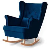 Beautysofa Schaukelsessel Fabio, mit Einbringung in die Wohnung (Holzbeine in Weiß, Buche oder Wenge Farbe) blau