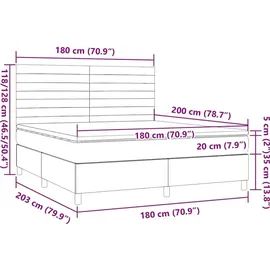 vidaXL Boxspringbett mit Matratze Dunkelbraun 180x200 cm Stoff