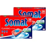 Somat Classic Power Spülmaschinen Tabs, 56 Tabs (2x 28 Tabs), Geschirrspül Tabs mit Fettlösekraft für kraftvolle Reinigung, Spültabs für strahlend sauberes Geschirr sogar bei niedrigen Temperaturen