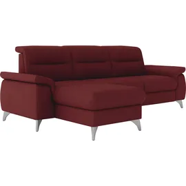 sit&more Ecksofa SIT & MORE "Astoria L-Form", rot (bordeaux), B:260cm H:91cm T:175cm, 100% Polyester, Sofas, Ecksofa, wahlweise mit motorischer Relaxfunktion