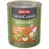 Animonda GranCarno Adult Superfoods Pute + Mangold, Hagebutten, Leinöl Hundefutter nass