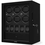ChronoVault Uhrenbeweger   6+5 Uhren   vegan   Hochglanz   4 Modi   Mabuchi Motor   LED   Schublade Schwarz