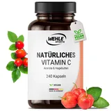 Wehle Sports Natürliches Vitamin C Hochdosiert - 240 Vegane Kapseln 4 Monatsvorrat Acerola-Extrakt Und Hagebutten-Extrakt 400mg Reines Vitamin C Pro Tagesdosis (2 Kapseln) Laborgeprüft