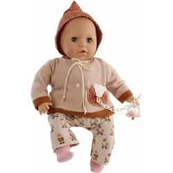 Schildkröt-Puppen Baby Amy 45 cm mit Schnuller, Malhaar,blaue Schlafaugen, Kleidung rose Wichtel