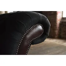aea Chesterfield Original Sofa JVMoebel Couch Textil Sofas Couchen Stoff Schwarz Neu