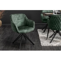 Riess Ambiente Drehbarer Design Stuhl EUPHORIA dunkelgrün Samt mit