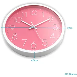Intirilife Wanduhr in Weiß - Pink mit 30,5 cm Durchmesser - Praktische Zeitanzeige Chronometer