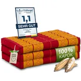 Livasia Kindermatratze Klappmatratze 70 cm breit - 140x70x8cm - Faltmatratze für Kinder, livasia, 8 cm hoch, Kapok, vegan, handgefertigt gelb|rot