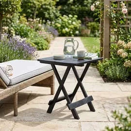 Spetebo Kunststoff Klapptisch Adige 45 x 43 cm - anthrazit - Garten Beistelltisch klappbar