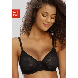 T-Shirt-BH NUANCE, Damen, Gr. 80, Cup E, schwarz, Spitze, Obermaterial: 80% Polyamid, 20% Elasthan, klassisch, BHs BH Bügel-BH Spitzen-BH Spitzenwäsche T-Shirt-BH, mit Bügel, mit nahtlosen Cups aus glatter Spitze, Dessous